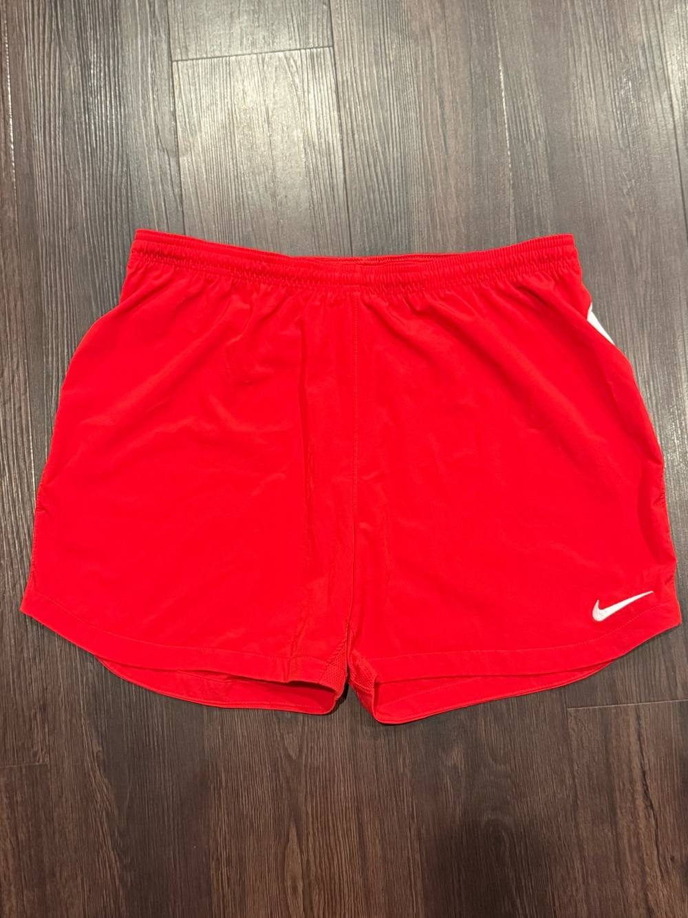 Nike Red Running Shorts with White Swoosh